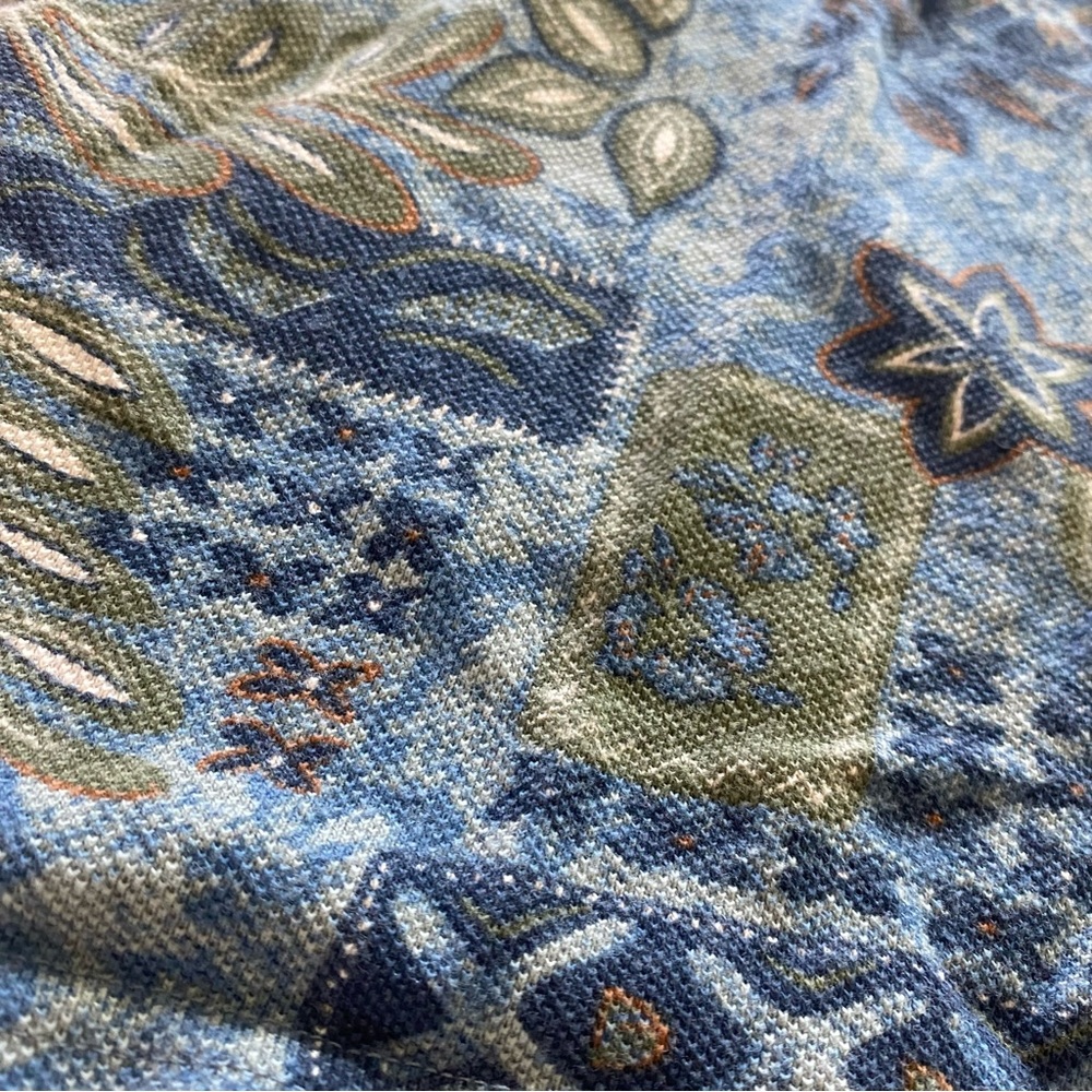 Vintage T&C Surf Hawaii Cropped Polo Shirt Natural Fibers VTG Cotton Floral L - Picture 6 of 10